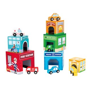 Lelin® Stacking Cube with 6 Vehicles
